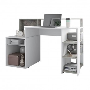 Стол компьютерный Лайф (белый/бетон) в Миассе - miass.ok-mebel.com | фото 2
