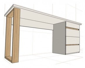 Стол письменный с тумбой 4 ящика (1650) в Миассе - miass.ok-mebel.com | фото 2