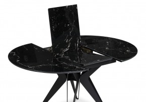 Стол стеклянный Рикла 110(150)х110х76 черный мрамор / черный в Миассе - miass.ok-mebel.com | фото 4