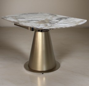 Стол TERAMO 135 GLOSS GRAND JADE SOLID CERAMIC, керамика, поворотн.механизм / Бронзовый, ®DISAUR в Миассе - miass.ok-mebel.com | фото
