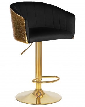 Стул барный DOBRIN DARCY GOLD SHINY, черный велюр с золотыми пайетками в Миассе - miass.ok-mebel.com | фото