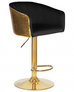 Стул барный DOBRIN DARCY GOLD SHINY, черный велюр с золотыми пайетками в Миассе - miass.ok-mebel.com | фото 2