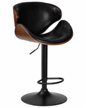 Стул барный DOBRIN KARTER BLACK, коричневый орех дерево (BWW), черный PU в Миассе - miass.ok-mebel.com | фото