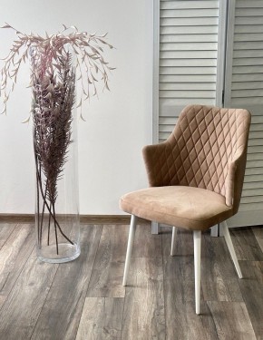 Стул HERMAN 360 град. БЕЖЕВЫЙ #5, велюр / белый каркас М-City в Миассе - miass.ok-mebel.com | фото 3