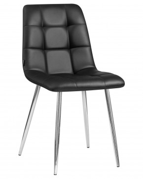 Стул обеденный DOBRIN ALEX, хром ножки, чёрная экокожа (P-01) в Миассе - miass.ok-mebel.com | фото