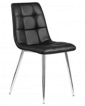 Стул обеденный DOBRIN ALEX, хром ножки, чёрная экокожа (P-01) в Миассе - miass.ok-mebel.com | фото 2