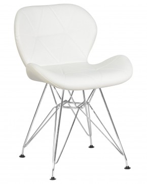 Стул обеденный DOBRIN BUTTERFLY CHROME, ножки хром, цвет белый в Миассе - miass.ok-mebel.com | фото