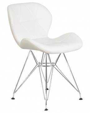Стул обеденный DOBRIN BUTTERFLY CHROME, ножки хром, цвет белый в Миассе - miass.ok-mebel.com | фото 2
