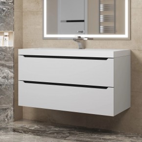 Тумба под раковину Uperwood Tanos 100 см, подвесная, белая/графит в Миассе - miass.ok-mebel.com | фото
