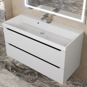 Тумба под раковину Uperwood Tanos 100 см, подвесная, белая/графит в Миассе - miass.ok-mebel.com | фото 10