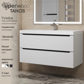 Тумба под раковину Uperwood Tanos 100 см, подвесная, белая/графит в Миассе - miass.ok-mebel.com | фото 3