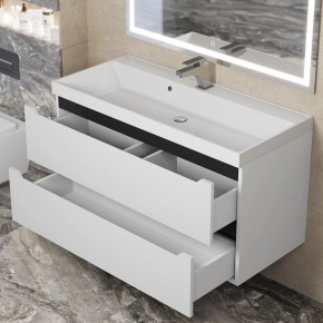 Тумба под раковину Uperwood Tanos 100 см, подвесная, белая/графит в Миассе - miass.ok-mebel.com | фото 9