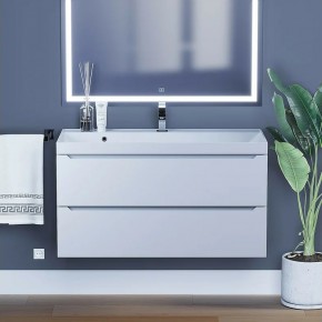 Тумба под раковину Uperwood Tanos 100 см, подвесная, белая матовая в Миассе - miass.ok-mebel.com | фото