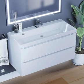 Тумба под раковину Uperwood Tanos 100 см, подвесная, белая матовая в Миассе - miass.ok-mebel.com | фото 10