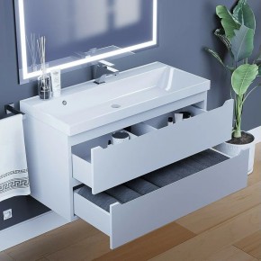 Тумба под раковину Uperwood Tanos 100 см, подвесная, белая матовая в Миассе - miass.ok-mebel.com | фото 9