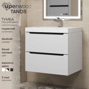 Тумба под раковину Uperwood Tanos 60 см, подвесная, белая/графит в Миассе - miass.ok-mebel.com | фото 3