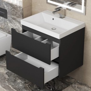 Тумба под раковину Uperwood Tanos 60 см, подвесная, черная матовая в Миассе - miass.ok-mebel.com | фото 2