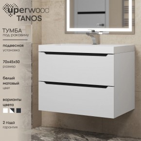 Тумба под раковину Uperwood Tanos 70 см, подвесная, белая/графит в Миассе - miass.ok-mebel.com | фото 3