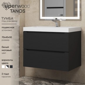 Тумба под раковину Uperwood Tanos 70 см, подвесная, черная матовая в Миассе - miass.ok-mebel.com | фото 3