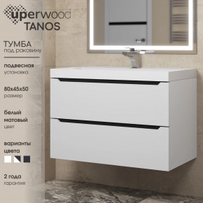 Тумба под раковину Uperwood Tanos 80 см, подвесная, белая/графит в Миассе - miass.ok-mebel.com | фото 3