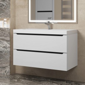 Тумба под раковину Uperwood Tanos 90 см, подвесная, белая/графит в Миассе - miass.ok-mebel.com | фото