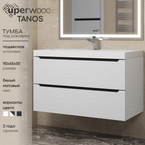 Тумба под раковину Uperwood Tanos 90 см, подвесная, белая/графит в Миассе - miass.ok-mebel.com | фото 3