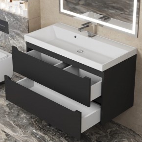 Тумба под раковину Uperwood Tanos 90 см, подвесная, черная матовая в Миассе - miass.ok-mebel.com | фото 10