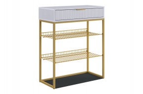 ВЕЛЬВЕТ Обувница (белое дерево/белый матовый/золото) в Миассе - miass.ok-mebel.com | фото