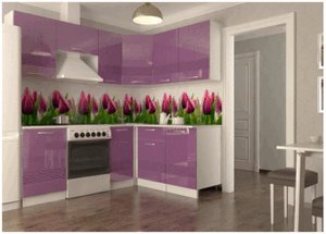 Кухонный гарнитур угловой Волна 2100 (фиолетовый металлик) в Миассе - miass.ok-mebel.com | фото 1