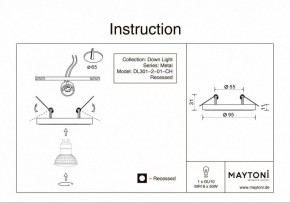 Встраиваемый светильник Maytoni Metal DL301-2-01-CH в Миассе - miass.ok-mebel.com | фото 5