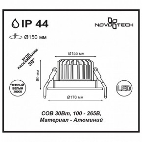 Встраиваемый светильник Novotech Drum 357604 в Миассе - miass.ok-mebel.com | фото 3